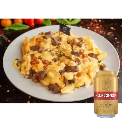 Combo Papas California Carne + Club Col. Dorada Lata 330ml