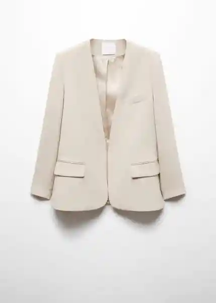 Blazer Americana Pompeya Piedra Talla L Mujer Mango