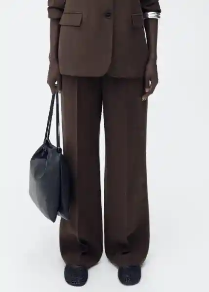 Pantalón Veronica Marrón Talla 38 Mujer Mango