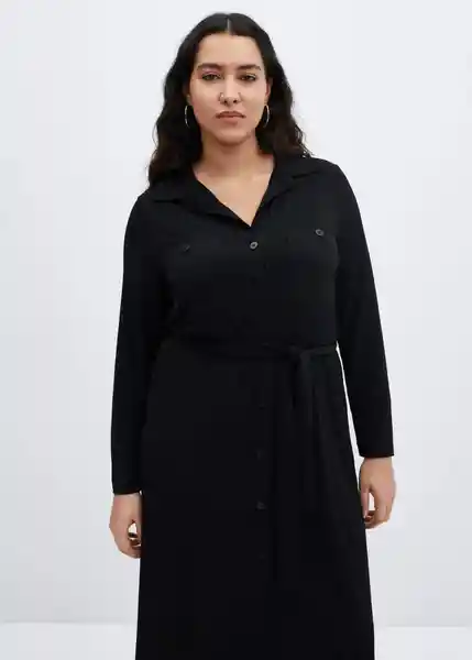 Vestido Cam Negro Talla L Mujer Mango