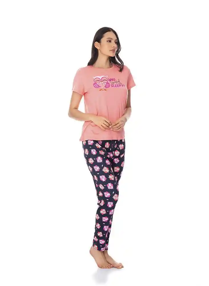 St Even Pijama de Búhos Salmón Talla M