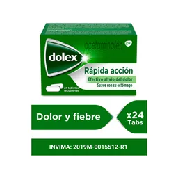 Dolex Aceteminofen Analgesico Alivio del Dolor y la Fiebre x 24