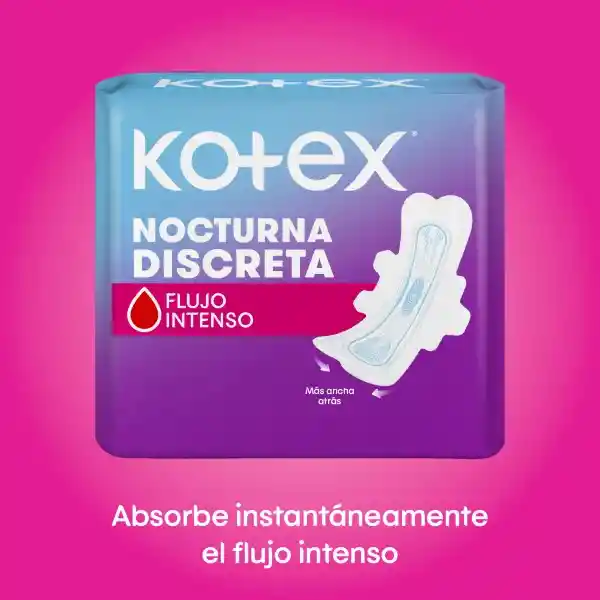 Toallas Higiénicas Femeninas Kotex Nocturna Discreta 8 Und
