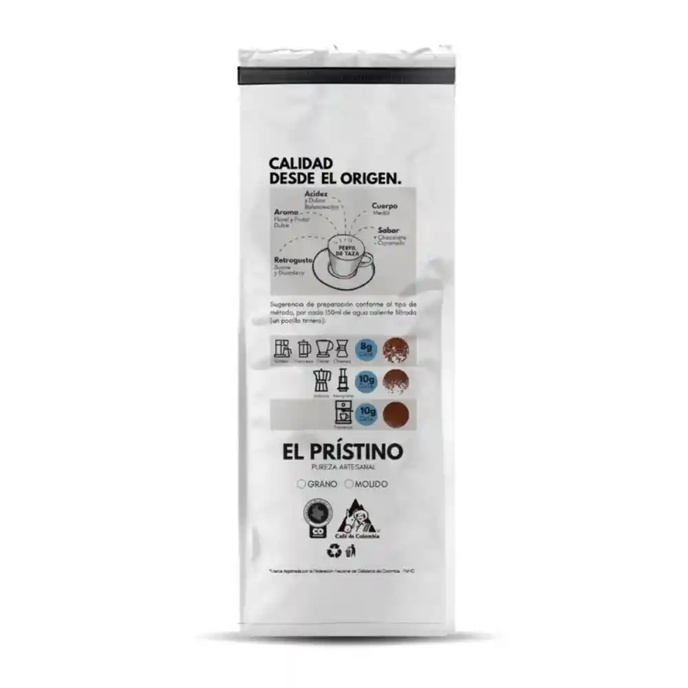 EL PRISTINO Café Tostión Media En Grano 340 G