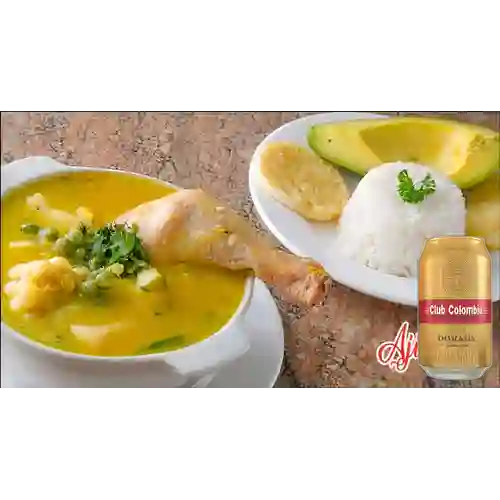 Combo Ajiaco + Cerveza Club Colombia Dorada Lta 330ml