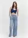 Top Eva Azul Talla L Mujer Mango
