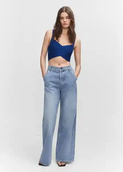 Top Eva Azul Talla L Mujer Mango