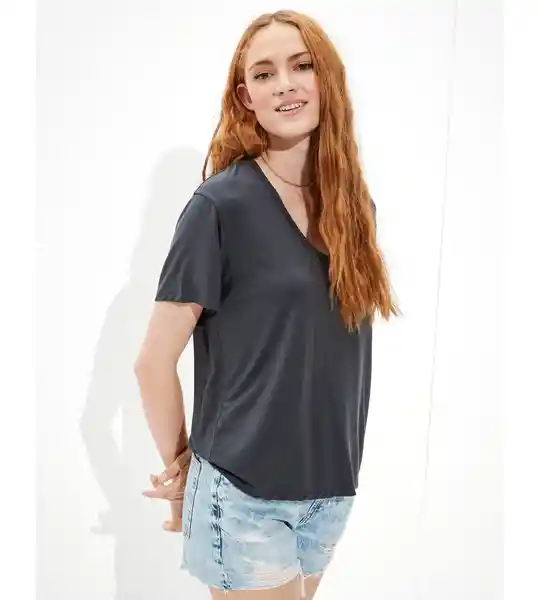 American Eagle Blusa Ss Favorite Mujer Negro 400350828741