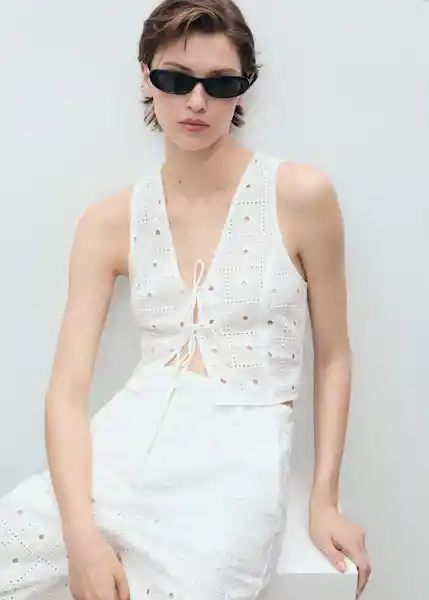 Chaleco Fado Blanco Talla M Mujer Mango