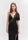 Vestido Cabernet Negro Talla L Mujer Mango