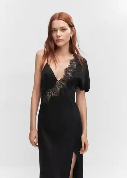 Vestido Cabernet Negro Talla L Mujer Mango