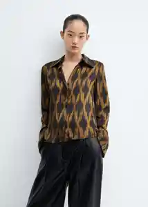 Camisa Rombi Negro Talla S Mujer Mango