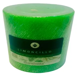 Iluminata Vela Pilar Limoncillo Verde 8 x 8 cm