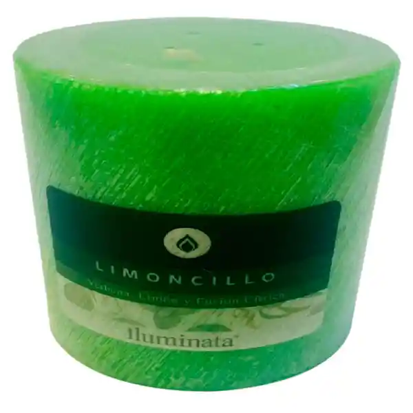 Iluminata Vela Pilar Limoncillo Verde 8 x 8 cm