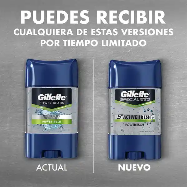 Antitranspirante en Gel Invisible Gillette Power Rush 82 g