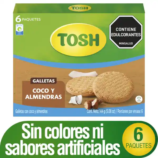 Tosh Galleta Con Coco y Almendras Sin Azúcar Adicionado