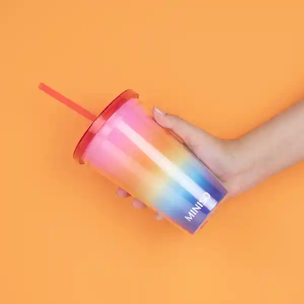 Vaso de Plástico Con Pitillo Serie Rainbow 3.0 Miniso