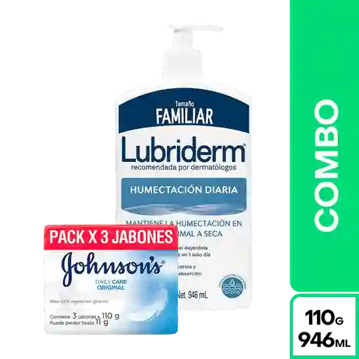 Combo Jabón Barra Avena 110 g x 3 Und + Lubriderm Humectación