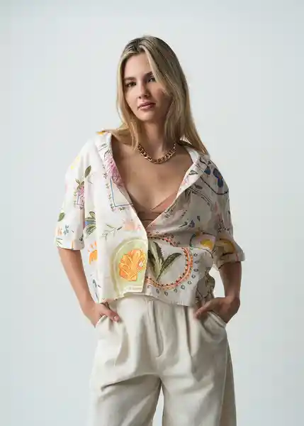 Camisa Lili Mujer Crudo Marfil Claro T L 012G384 Naf Naf