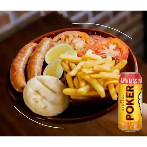 Combo Plato de Chorizos Fritos + Poker 330 ml