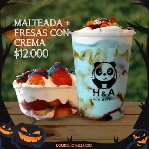 1 Malteada y 1 Fresa con Crema