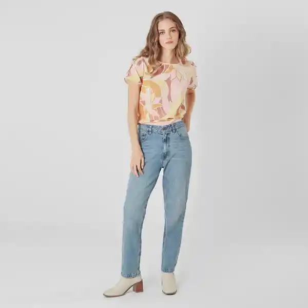 Blusa Cuello Redondo Manga Corta Multicolor Talla S 674362