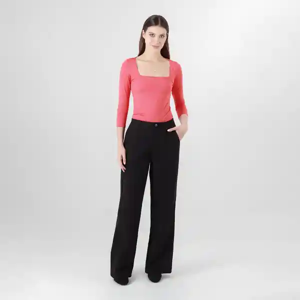 Camiseta Manga 3/4 Con Escote Cuadrado Rojo Talla S 717588