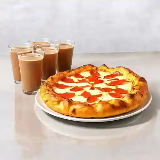 Combo pizza hojaldrada y 4 milos fríos