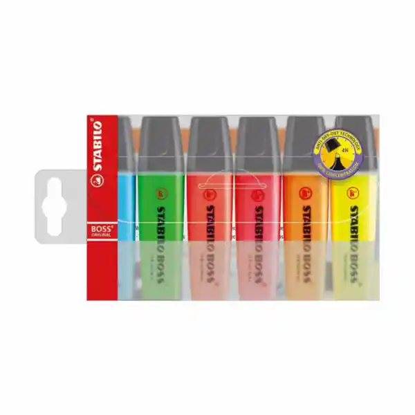 Stabilo Resaltador Boss Flúor Estuche 6 Colores Surtidos