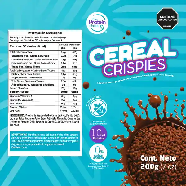 The Protein Choice Cereal Crispy de Proteína Sabor Chocolate