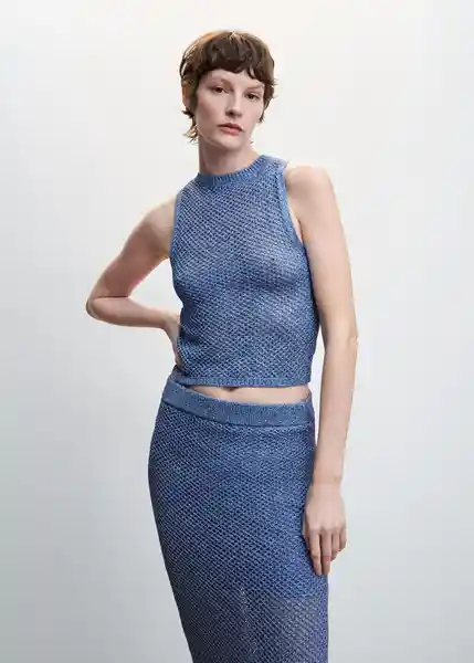 Falda Reks Azul Talla L Mujer Mango