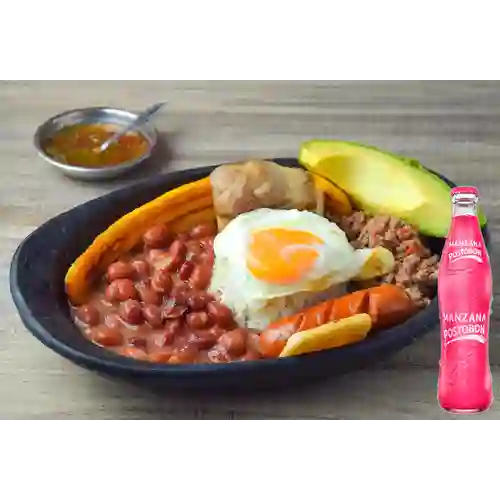 Combo Bandeja Paisa + Postobón Manzana 350 ml