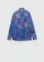 Camisa Lena Azul Talla XL Mujer Mango