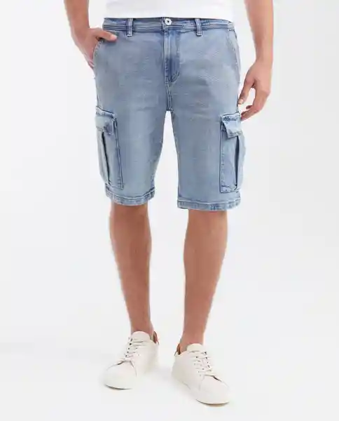 Bermuda Tipo Cargo Azul Cristalino Claro Talla 32 Chevignon