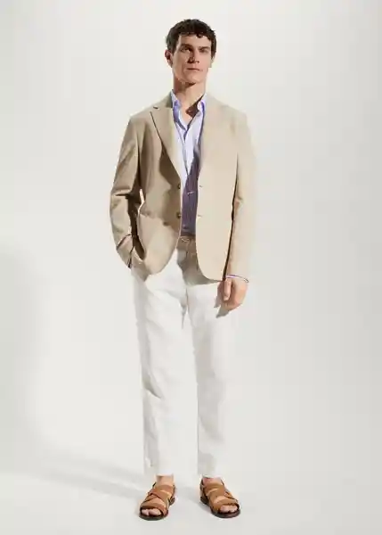 Blazer Americana Murano Beige Talla 48 Hombre Mango