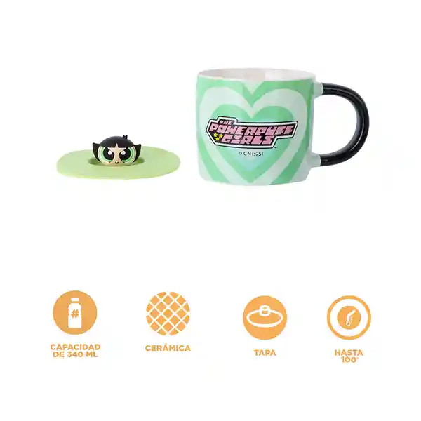 Taza Con Tapa de Bellota Serie Las Chicas Superpoderosas Miniso