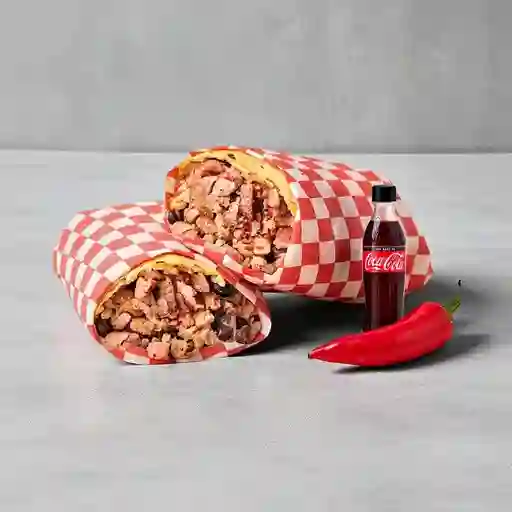 Combo Burritos de Carne Asada +Cocacola S/az 500ml