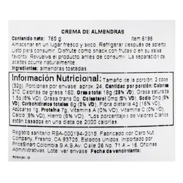 Kirkland Crema de Almendras