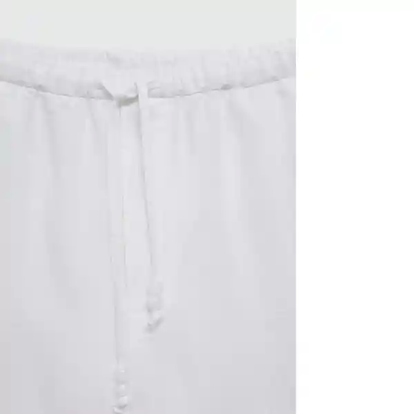 Pantalón Linen Blanco Talla S Mujer Mango