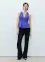 Top Palma Azul Talla S Mujer Mango