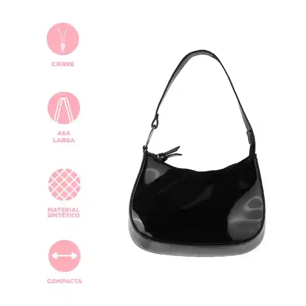 Bolso Hobo Charol Negro Miniso