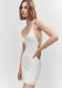 Vestido Campe Off White Talla S Mujer Mango