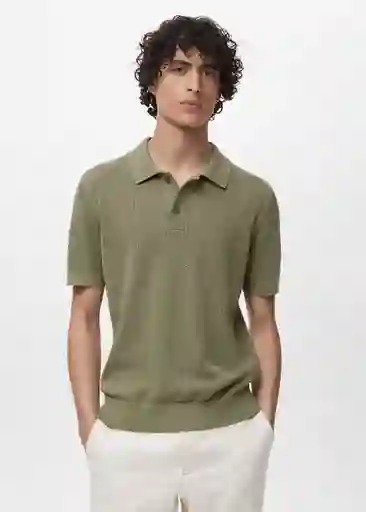 Camiseta Polo Pointele Verde Talla M Hombre Mango