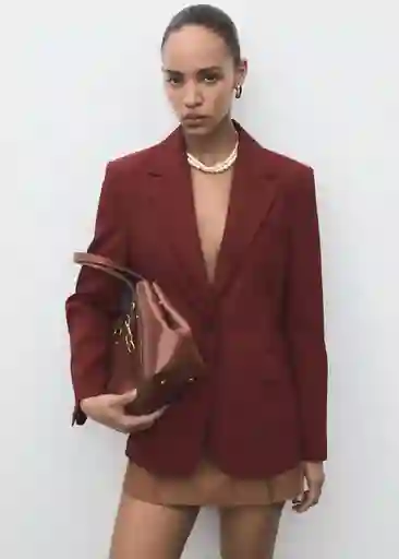 Blazer Americana Dani Pimentón Talla S Mujer Mango