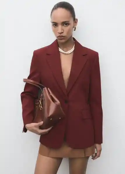 Blazer Americana Dani Pimentón Talla S Mujer Mango