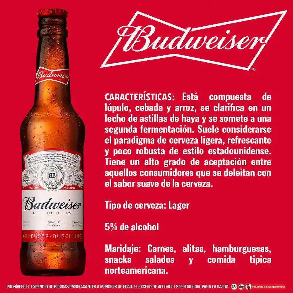 Budweiser Pack Cerveza 315 mL x 6 Und