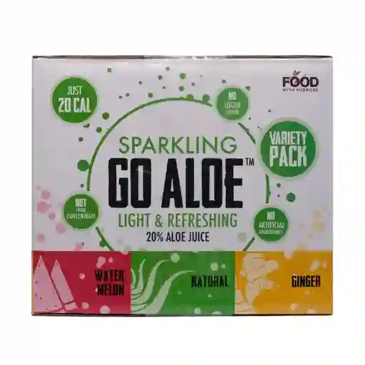 Food With Purpose Bebida de Aloe Con Gas go Aloe Sabor Variado