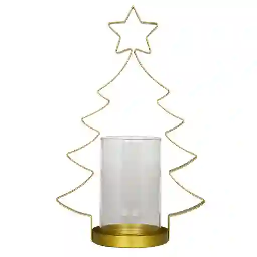 Members Selection Portavela Metálico Dorado Forma Árbol Navidad