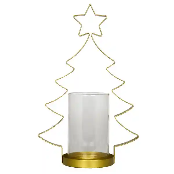 Members Selection Portavela Metálico Dorado Forma Árbol Navidad