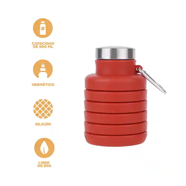 Botella de Silicona de Plegable Color Sólido Rojo 500 mL Miniso